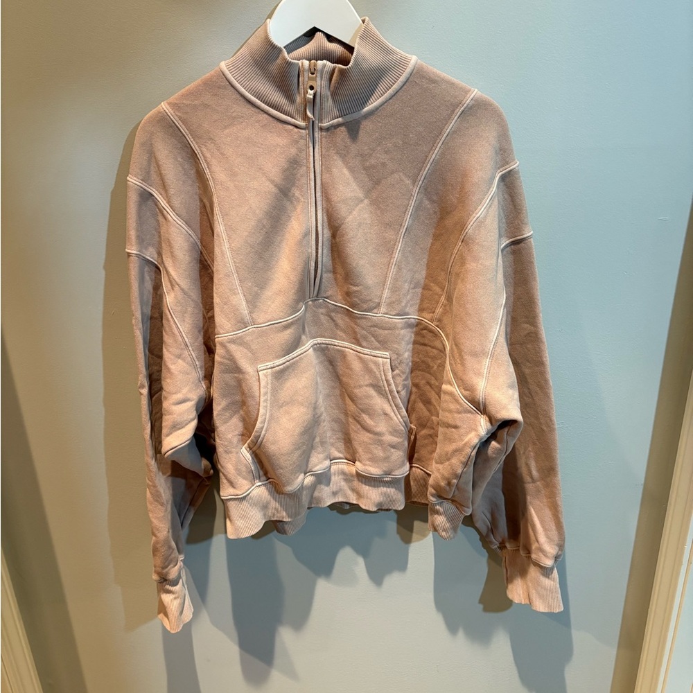 Women's Beige Half-Zip Top